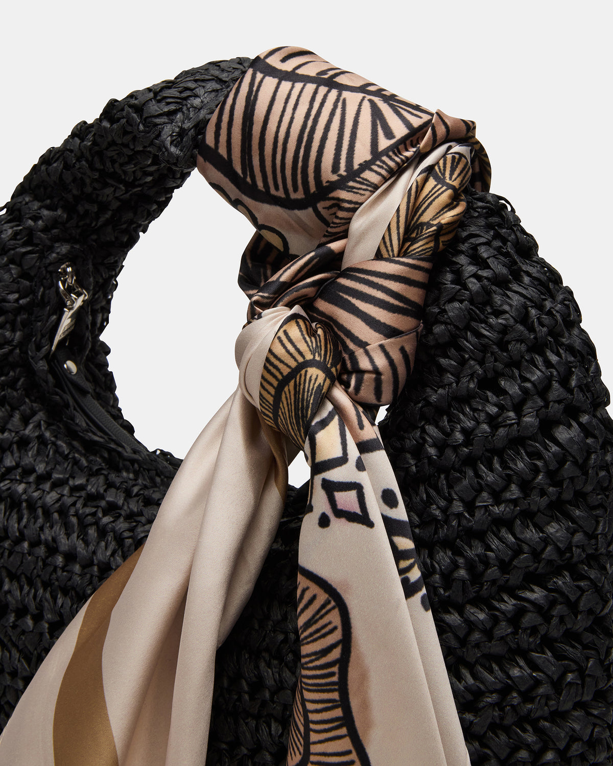 DAENRYS Black Women's Crescent Shaped Straw Shoulder Bag | Steve Madden Signature