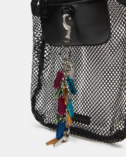 MAKIA Black Women's Crystal Rhinestone Shoulder Strap Net Tote Handbag | Steve Madden Exclusive