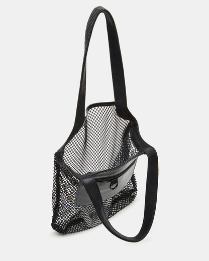 MAKIA Black Women's Crystal Rhinestone Shoulder Strap Net Tote Handbag | Steve Madden Exclusive