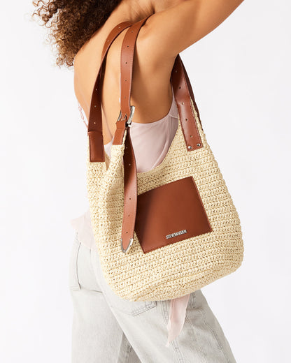 HIPPEE Cognac Multi Women's Belt Tip Buckle Shoulder Strap Bag | Steve Madden Featured