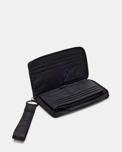 ZIP Wallet Black Zipper Cloure Wristlet Wallet | Steve Madden Smart Buy