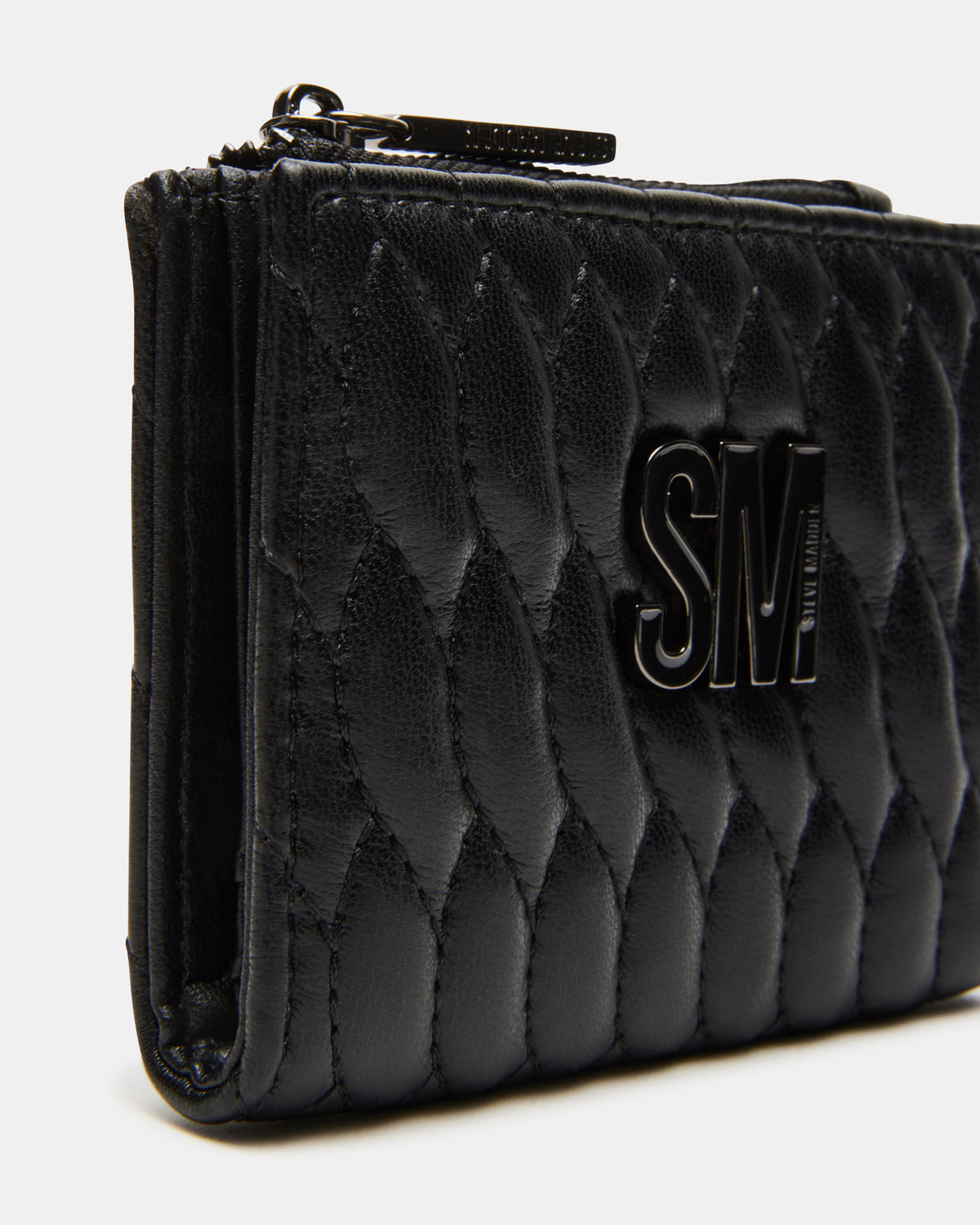 BAZAR Wallet Black Quilted Top-Zipper Button-Snap Mini Wallet | Steve Madden Popular