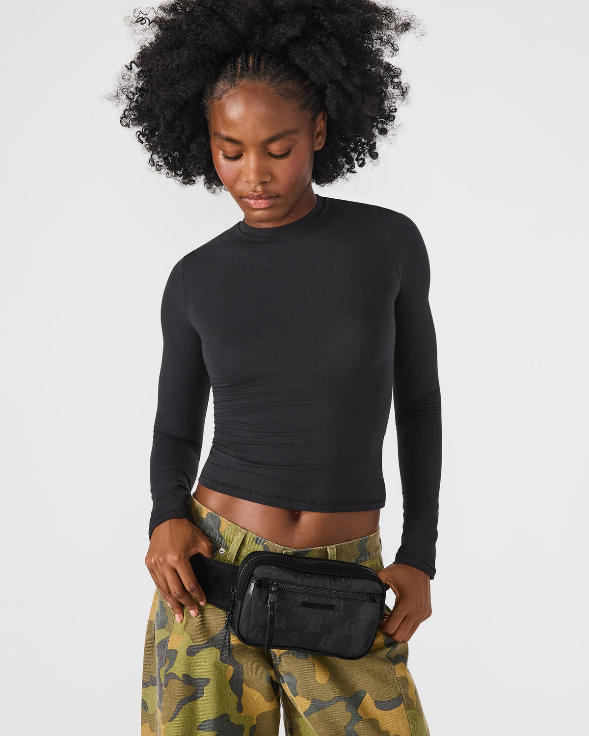 LIND Black/Black Women's Adjustable Belt Handbag | Steve Madden Special Offer