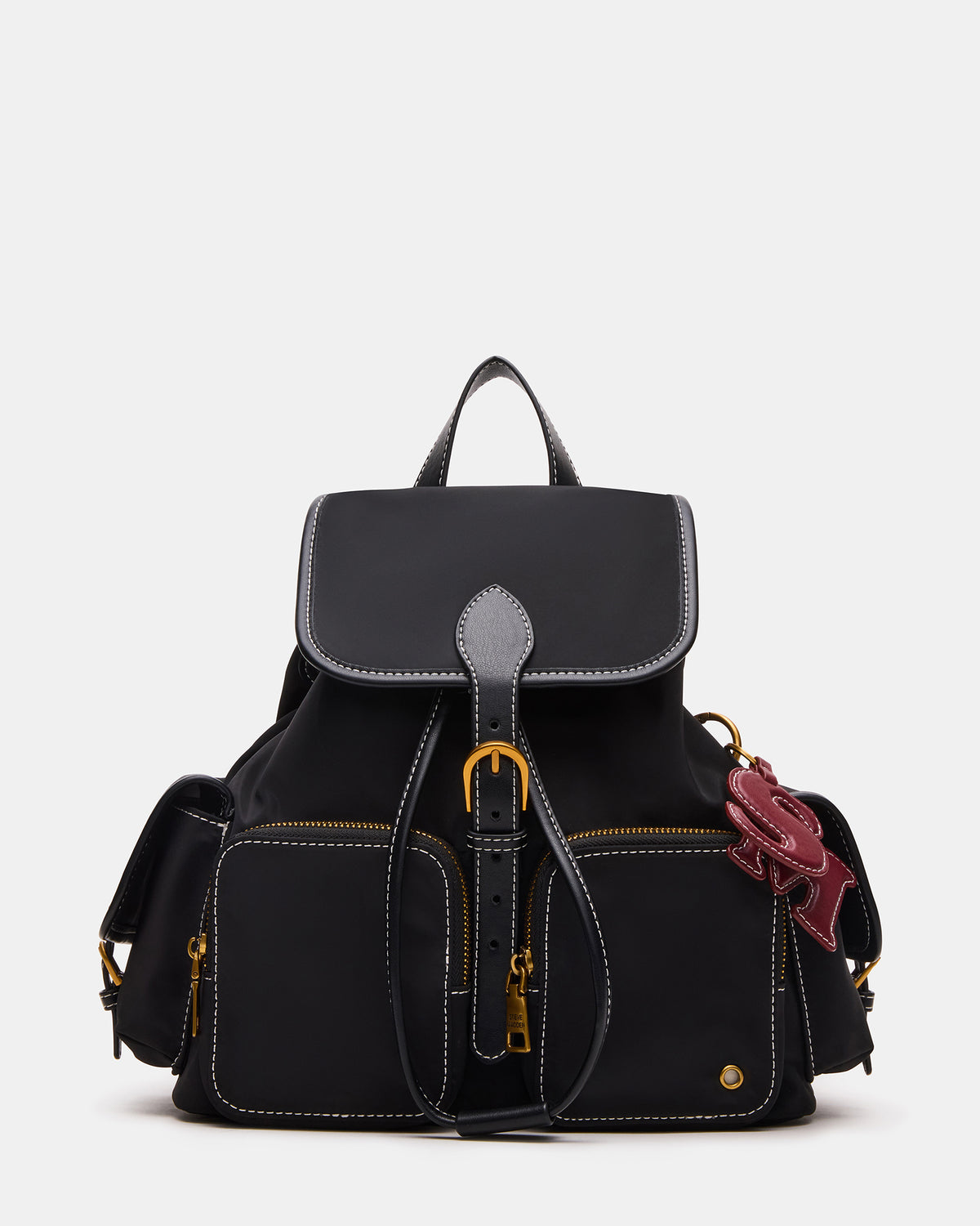 STUDIO Bag Black Nylon Cargo Pocket Drawstring Women's Backpack Handbag | Steve Madden Best Seller
