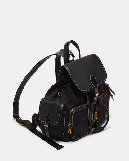 STUDIO Bag Black Nylon Cargo Pocket Drawstring Women's Backpack Handbag | Steve Madden Best Seller