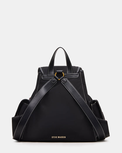 STUDIO Bag Black Nylon Cargo Pocket Drawstring Women's Backpack Handbag | Steve Madden Best Seller