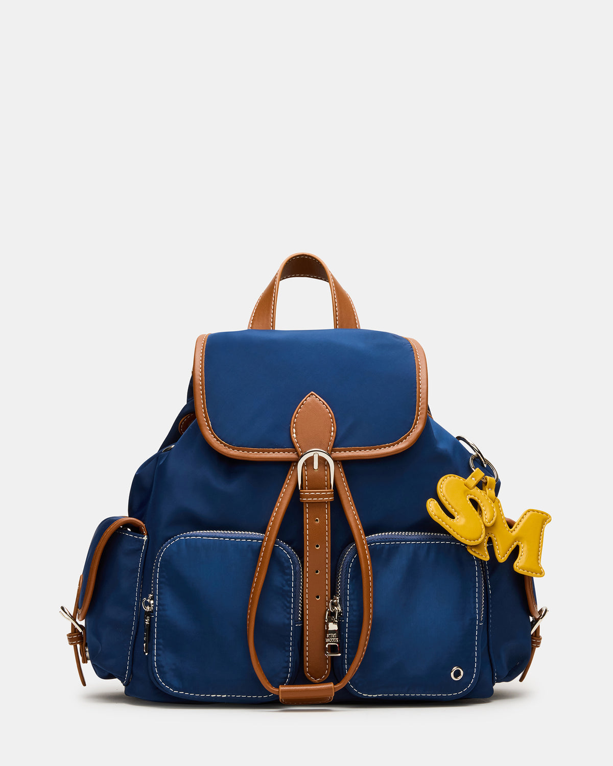 STUDIO Bag Navy Nylon Cargo Pocket Drawstring Women's Backpack Handbag | Steve Madden Signature