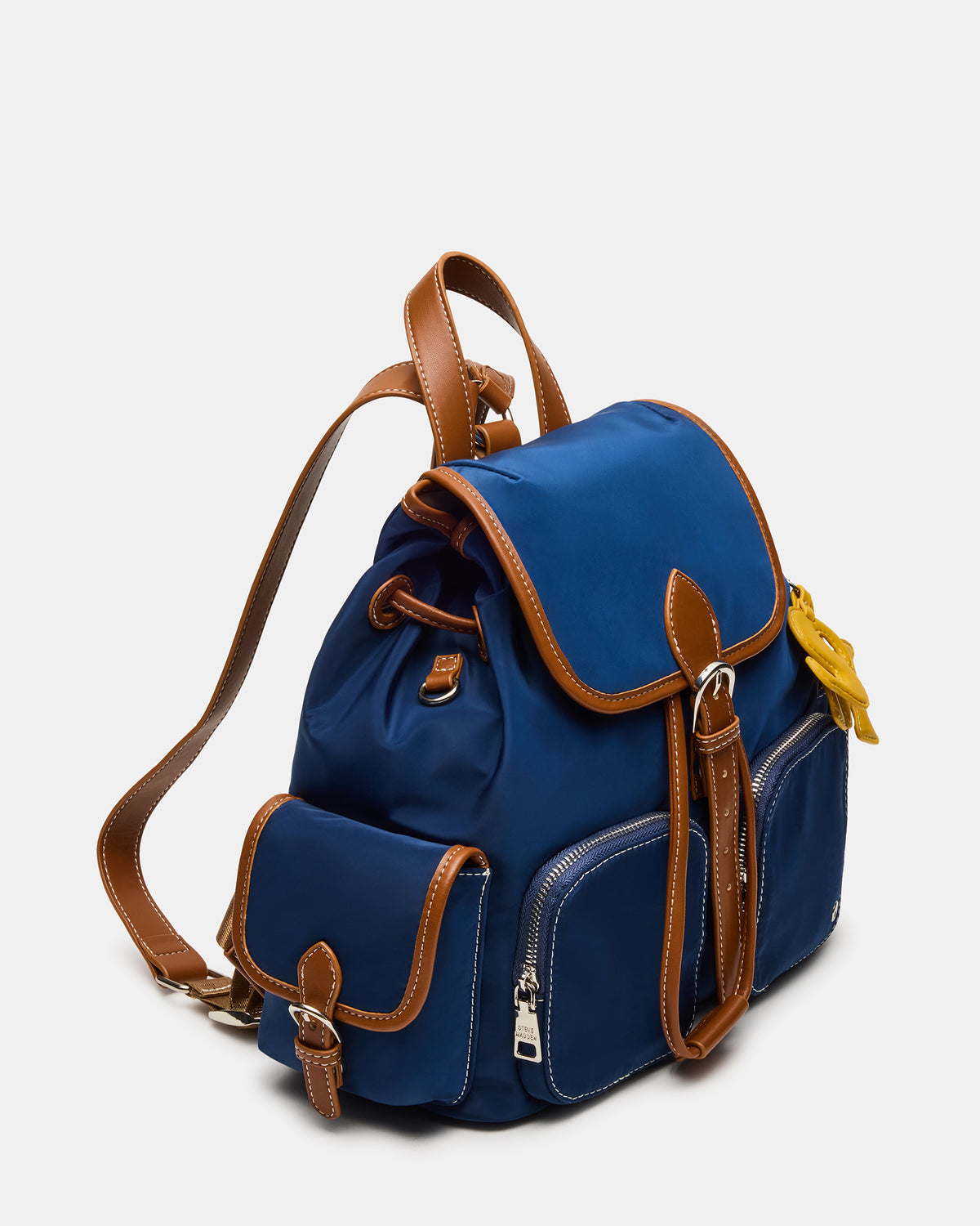 STUDIO Bag Navy Nylon Cargo Pocket Drawstring Women's Backpack Handbag | Steve Madden Signature