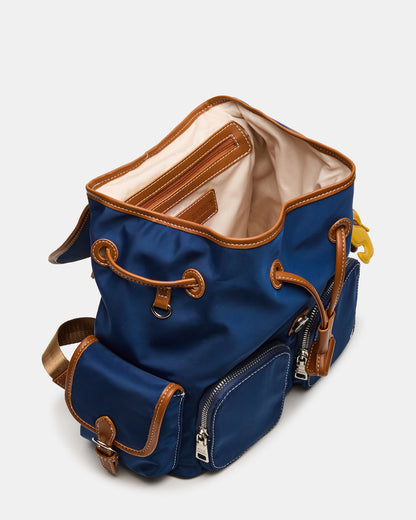 STUDIO Bag Navy Nylon Cargo Pocket Drawstring Women's Backpack Handbag | Steve Madden Signature