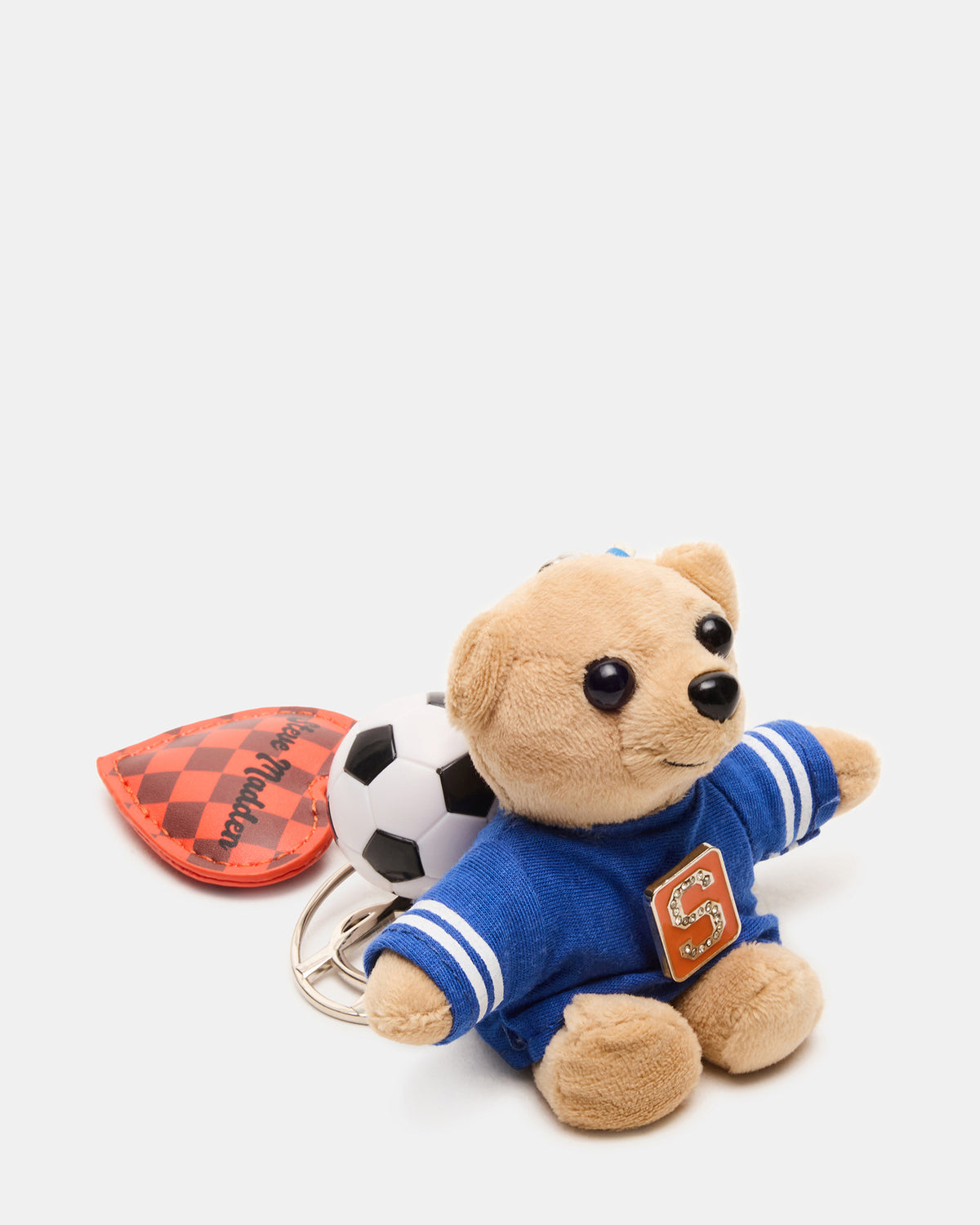 GOAL BAG CHARM Blue Multi Stuffed Bear Attachable Bag Charm | Steve Madden Signature