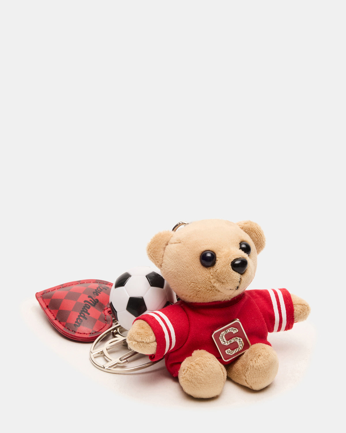 GOAL BAG CHARM Red Multi Stuffed Bear Attachable Bag Charm | Steve Madden Trending