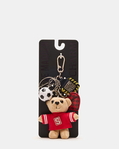 GOAL BAG CHARM Red Multi Stuffed Bear Attachable Bag Charm | Steve Madden Trending
