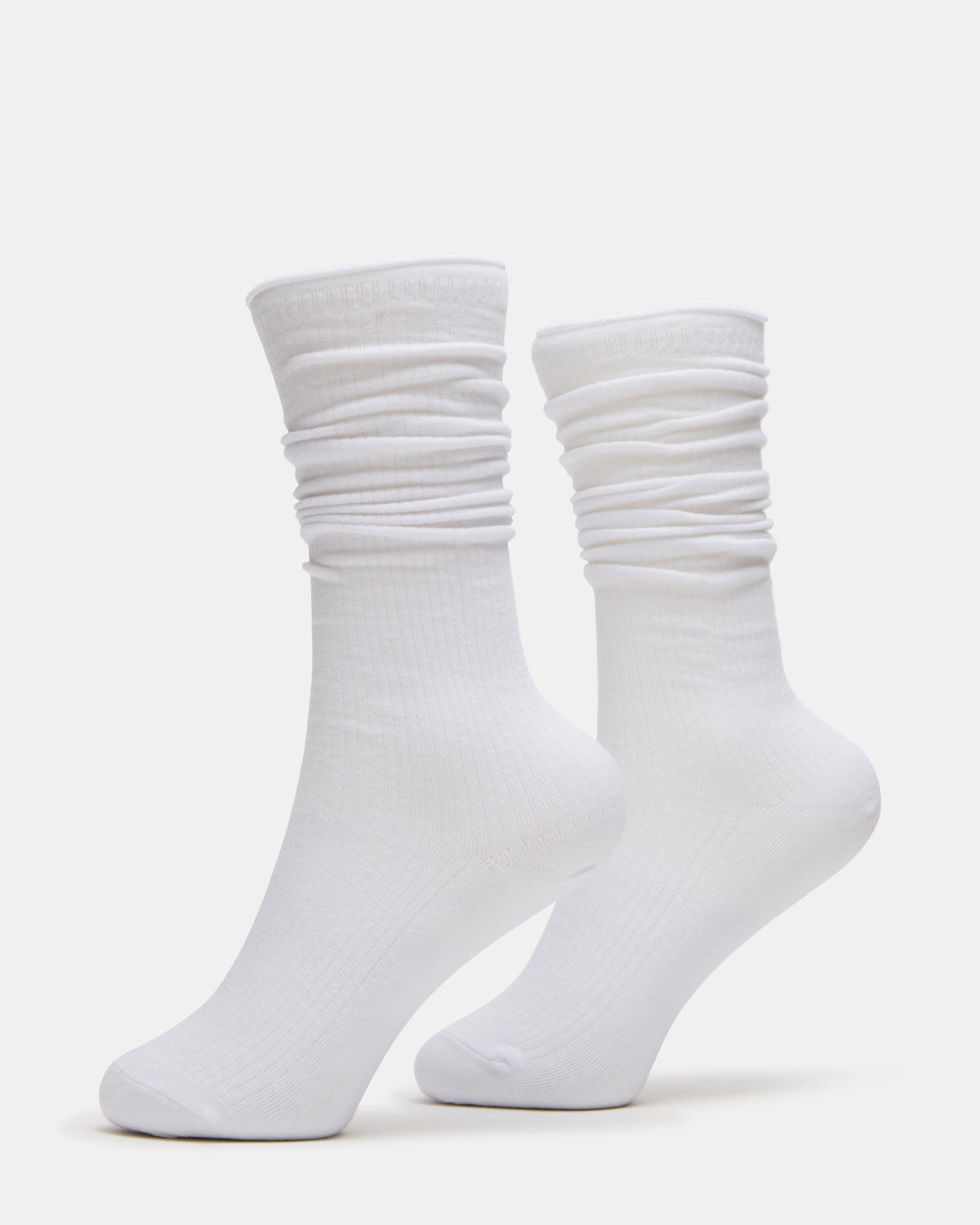 2 PACK RIB SLOUCH SOCKS WHITE Women's Ribbed Quarter Socks | Steve Madden Classic