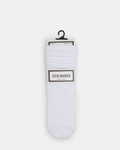 2 PACK RIB SLOUCH SOCKS WHITE Women's Ribbed Quarter Socks | Steve Madden Classic
