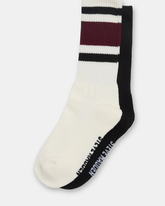 IVY 2 PACK STRIPE ATHLEISURE SOCKS Cherry Women's Stripe Athletic Socks | Steve Madden Top Pick