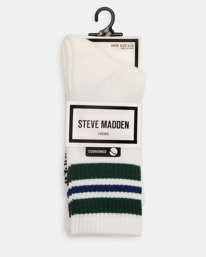 WYNN 2 PACK STRIPE ATHLEISURE SOCKS Egret Women's Stripe Athletic Socks | Steve Madden Featured