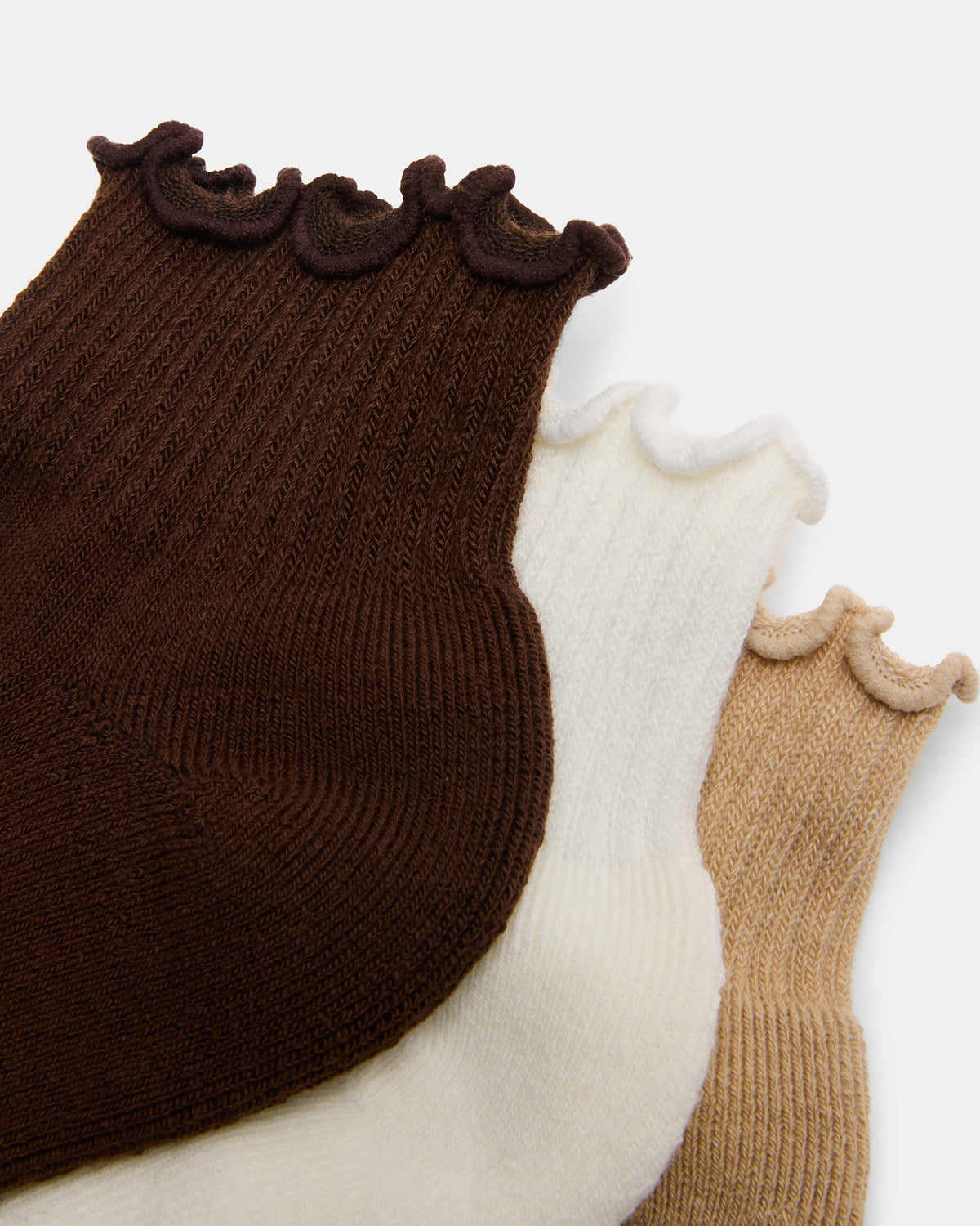 CHEER 3 PACK LETTUCE EDGE SOCKS Brown Women's Anklet Socks | Steve Madden Best Price