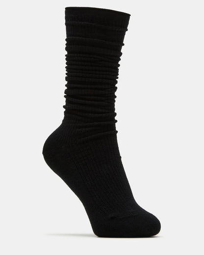 2 PACK SLOUCHY CREW SOCKS BLACK WHITE Scrunch Socks | Steve Madden Exclusive