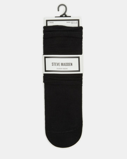 2 PACK SLOUCHY CREW SOCKS BLACK WHITE Scrunch Socks | Steve Madden Exclusive