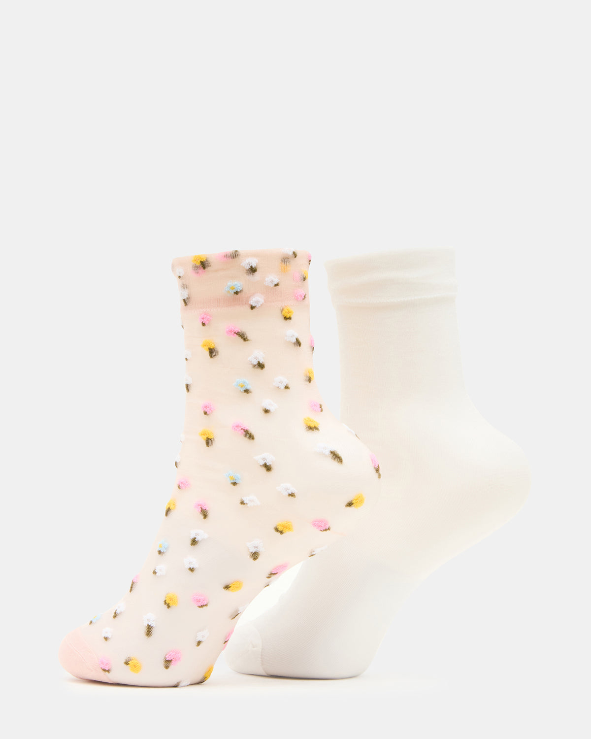 2 WILDFLOWER PACK TULLE SOCKS BLUSH Women's Anklet Socks | Steve Madden Trending