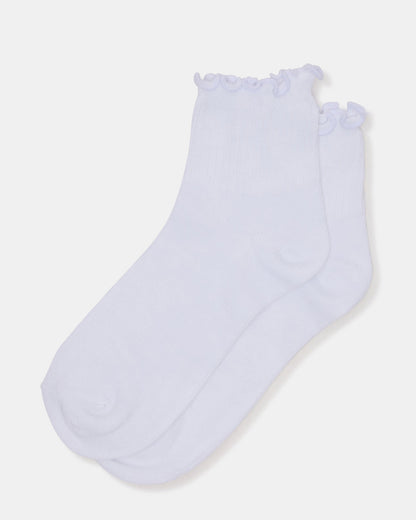 LETTUCE EDGE ANKLET SOCKS White Women's Anklet Socks | Steve Madden Signature