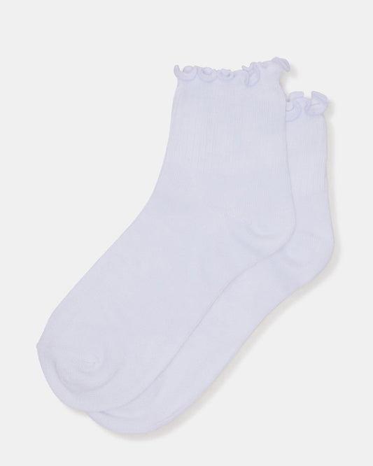 LETTUCE EDGE ANKLET SOCKS White Women's Anklet Socks | Steve Madden Signature