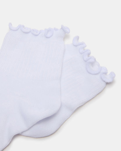 LETTUCE EDGE ANKLET SOCKS White Women's Anklet Socks | Steve Madden Signature