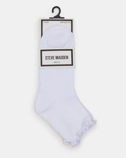 LETTUCE EDGE ANKLET SOCKS White Women's Anklet Socks | Steve Madden Signature