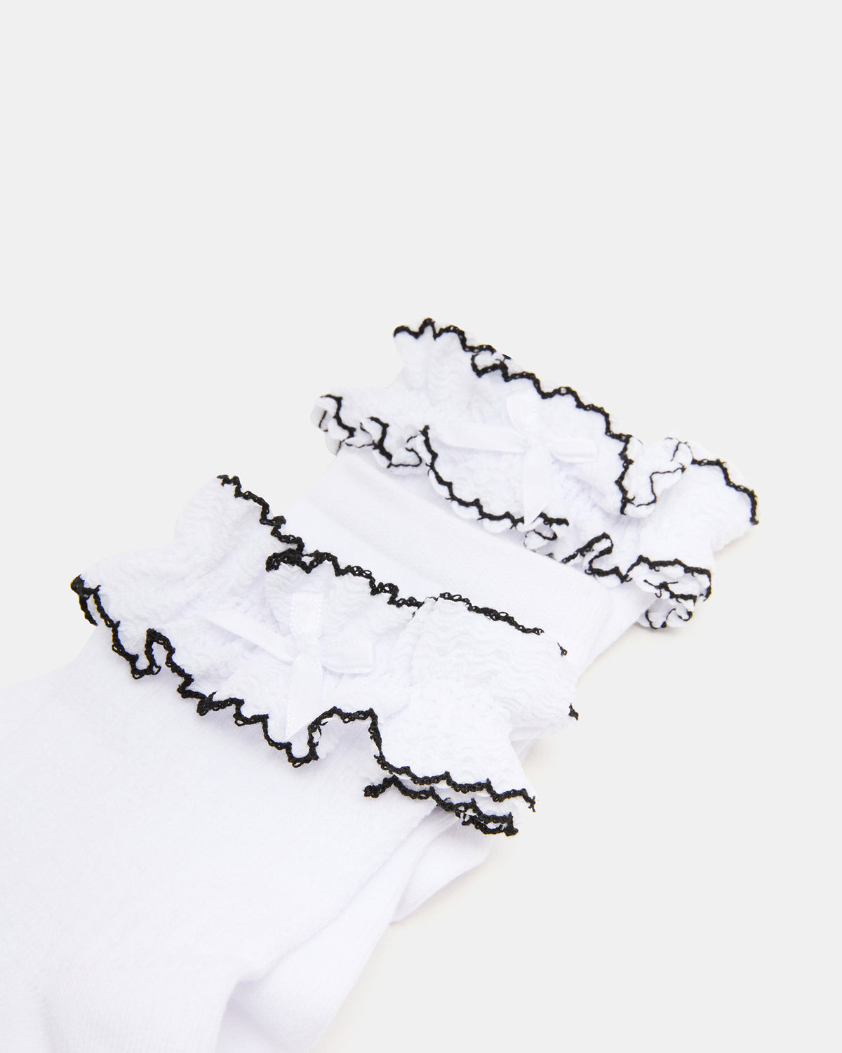 2 PACK AVA RUFFLE SOCKS WHITE Women's Double Ruffle Edge Anklet Socks | Steve Madden Smart Buy