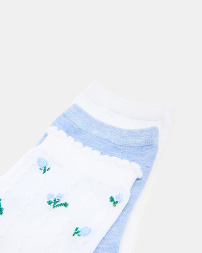 3 SPRING PACK FLOWER SOCKS WHITE MULTI | Steve Madden Sale