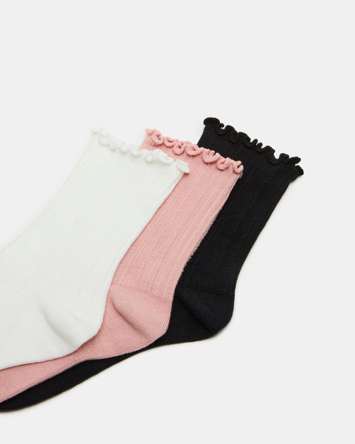 3 Pack Lettuce Edge Ribbed Women's Anklet Socks Multi | Steve Madden Sale
