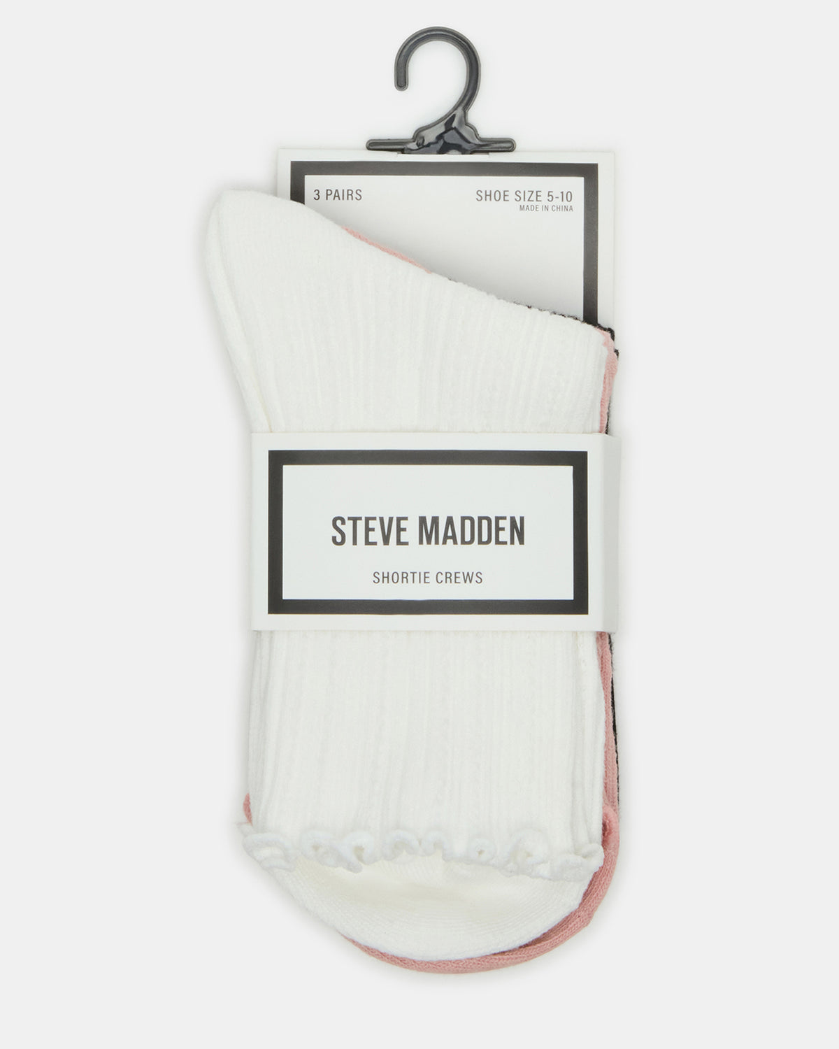 3 Pack Lettuce Edge Ribbed Women's Anklet Socks Multi | Steve Madden Sale