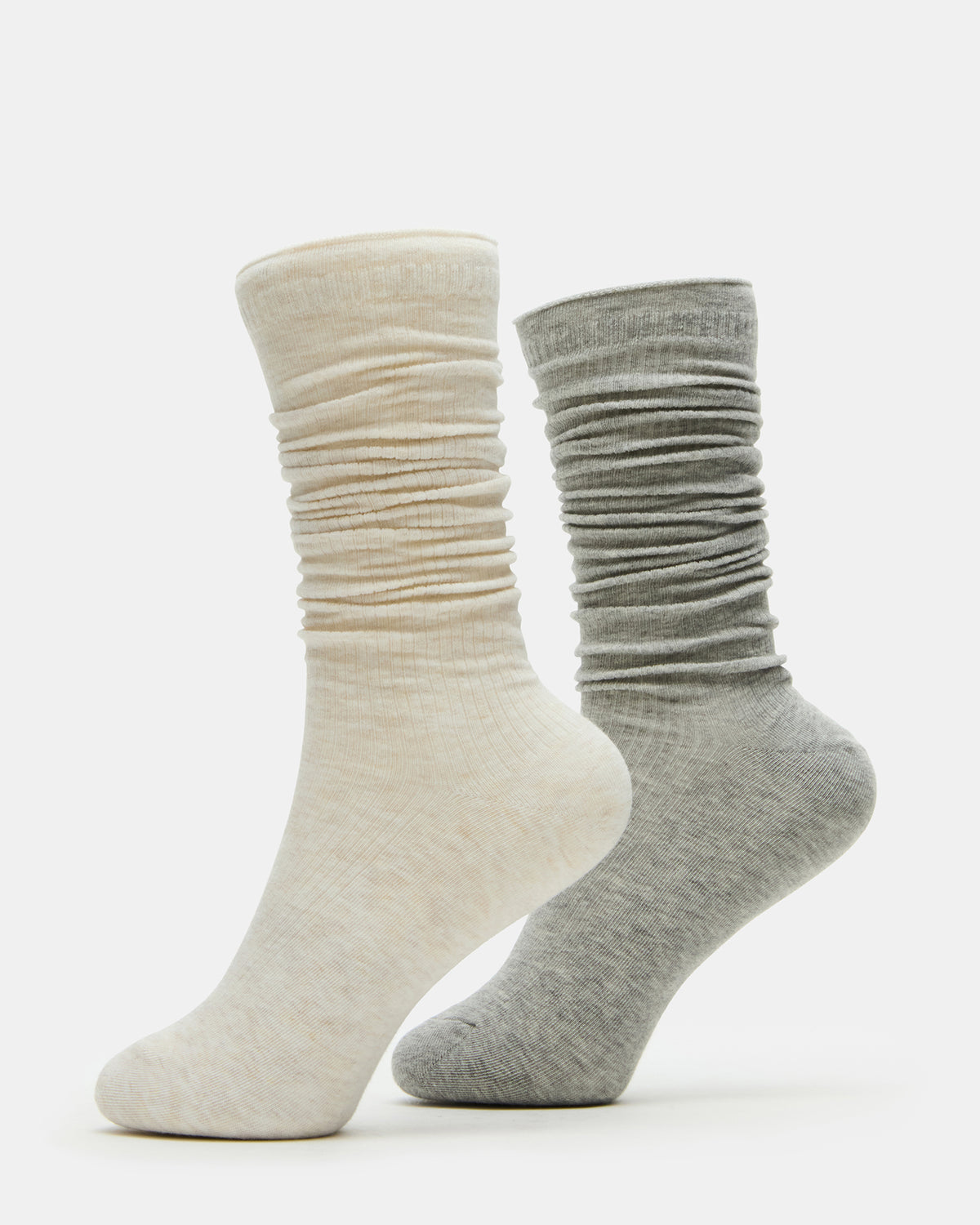 SLOUCHY RIB SOCKS OATMEAL HEATHER Scrunch Socks | Steve Madden Classic