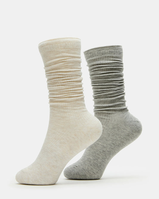 SLOUCHY RIB SOCKS OATMEAL HEATHER Scrunch Socks | Steve Madden Classic