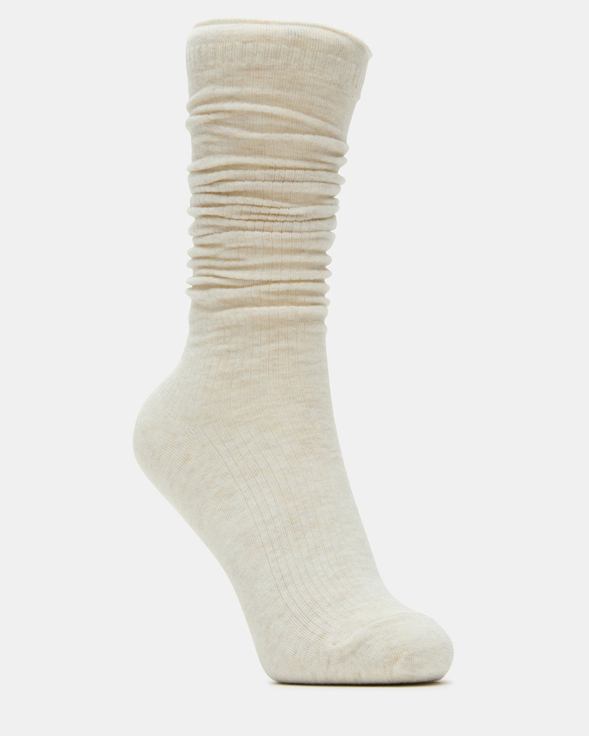 SLOUCHY RIB SOCKS OATMEAL HEATHER Scrunch Socks | Steve Madden Classic