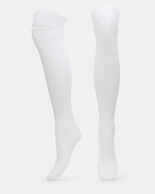 PREPPY White Over-The-Knee Footed Women's Tights | Steve Madden Essential