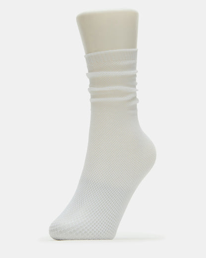 FISHNET SHLOUCHY CREW SOCKS White Women's Quarter Socks | Steve Madden Quality