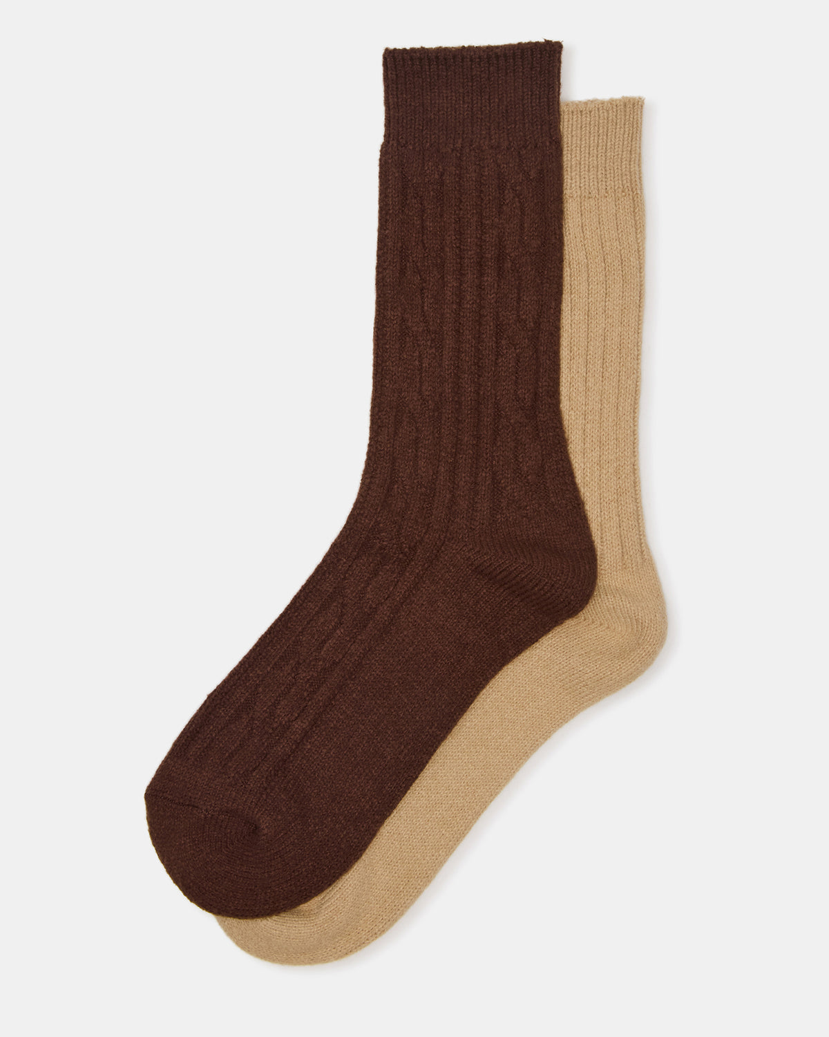 2 PACK CABLE TEXTURE BOOT SOCKS BROWN Women's Textured Quarter Book Socks | Steve Madden Best Seller