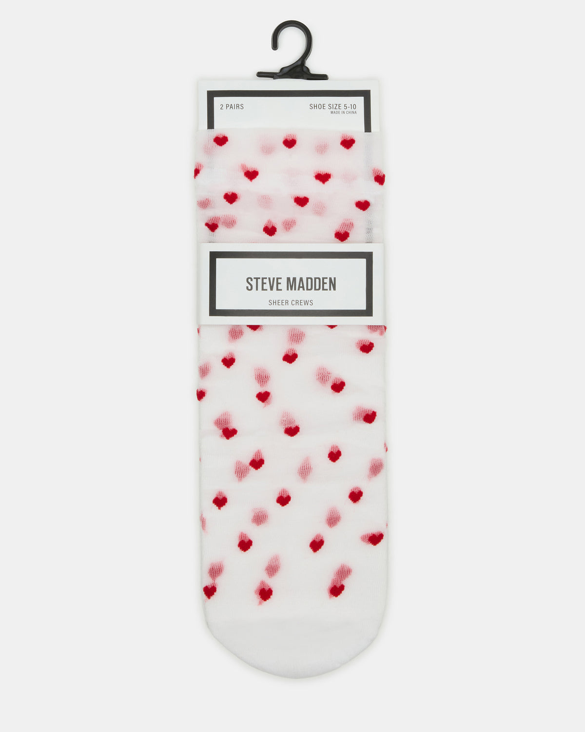 2 Pack Heart Sheer Tulle Women's Anklet Socks White | Steve Madden Classic