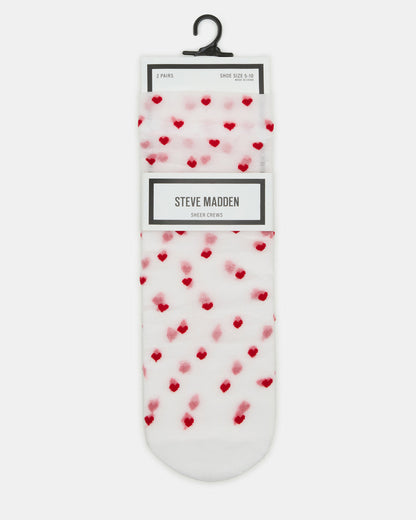 2 Pack Heart Sheer Tulle Women's Anklet Socks White | Steve Madden Classic