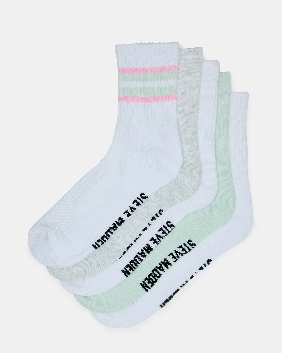5 PACK STRIPED SOCKS White Multi Women's Stripe Athletic Socks | Steve Madden Essential