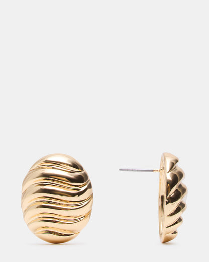 GROOVED CIRCULAR STUD EARRINGS GOLD Women's Sculpted Grooved Stud Earrings | Steve Madden Best Price