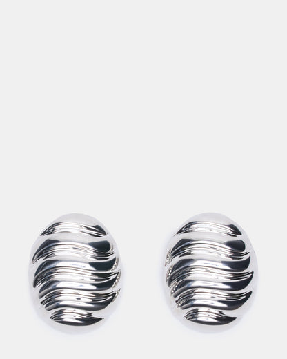 GROOVED CIRCULAR STUD EARRINGS SILVER Women's Sculpted Grooved Stud Earrings | Steve Madden Best Price
