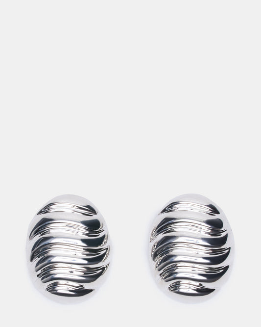 GROOVED CIRCULAR STUD EARRINGS SILVER Women's Sculpted Grooved Stud Earrings | Steve Madden Best Price