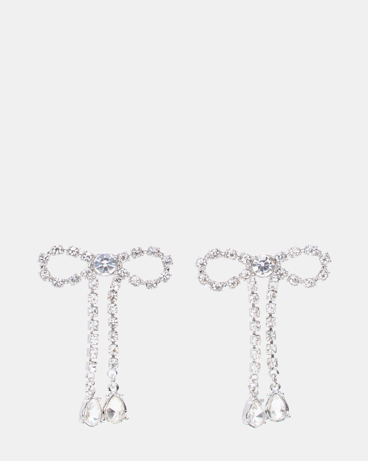 RHINESTONE BOW EARRINGS SILVER Women's Embellished Bow Post-Back Earrings | Steve Madden Deals