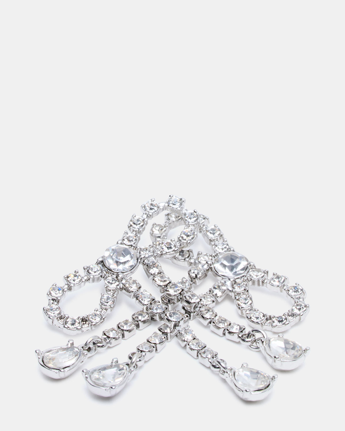 RHINESTONE BOW EARRINGS SILVER Women's Embellished Bow Post-Back Earrings | Steve Madden Deals