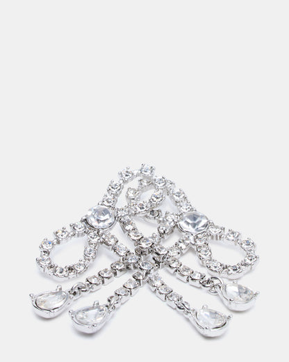 RHINESTONE BOW EARRINGS SILVER Women's Embellished Bow Post-Back Earrings | Steve Madden Deals