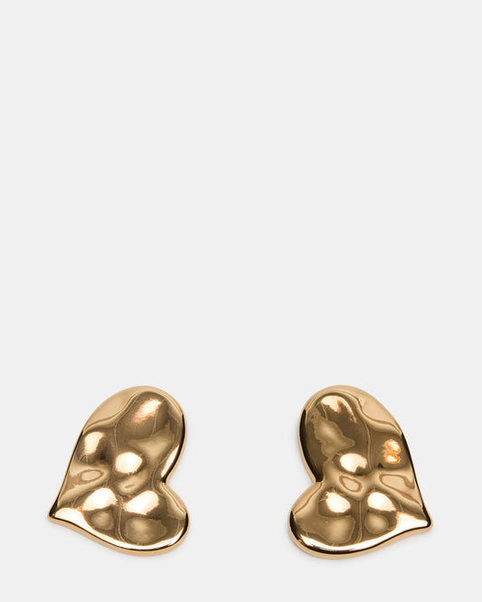 TEXTURED HEART STUD EARRINGS GOLD Women's Textured Heart Stud Earrings | Steve Madden Special Offer