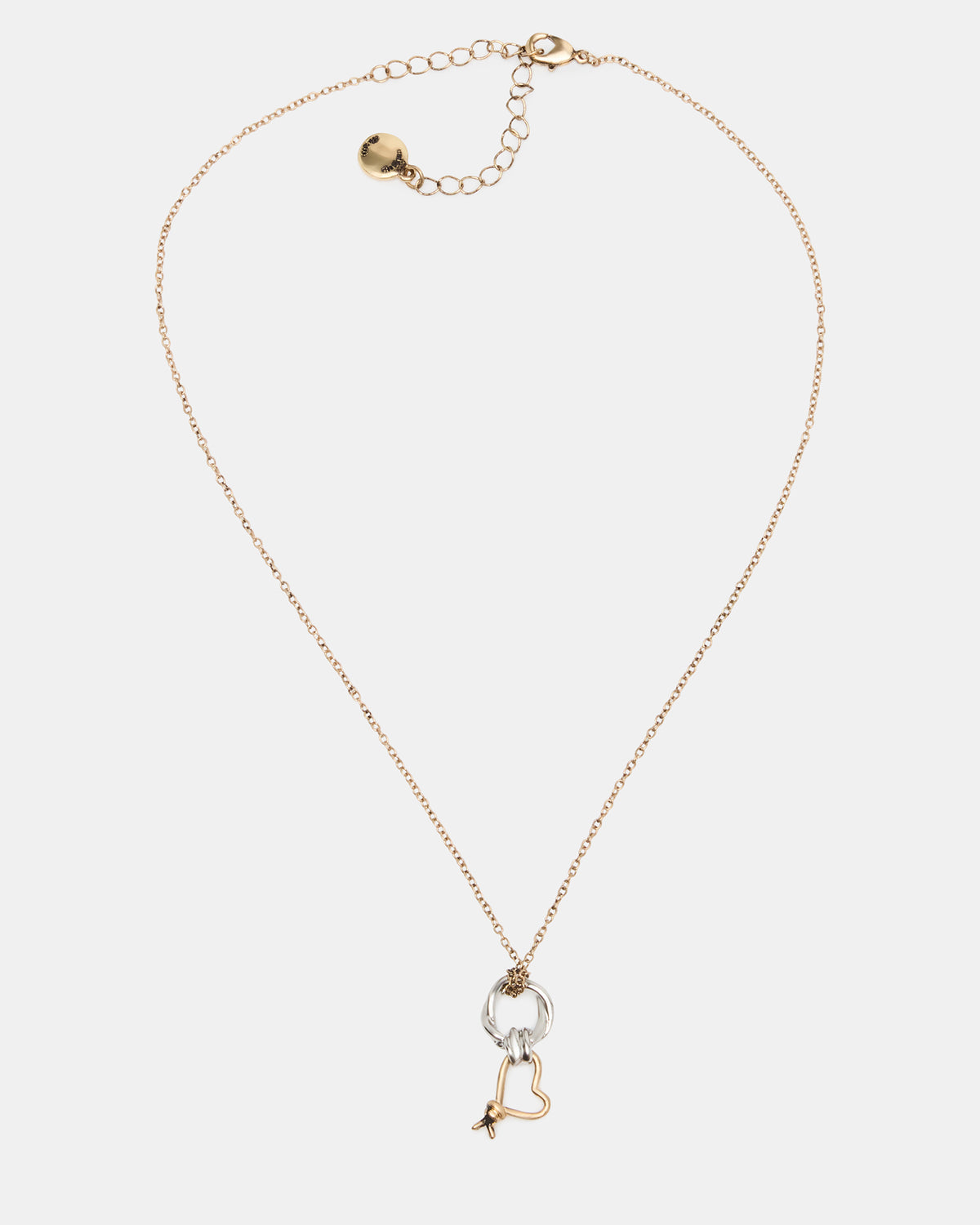 TWO TONE KNOT HEART PENDANT Necklace Double Knot Chain Necklace | Steve Madden Sale