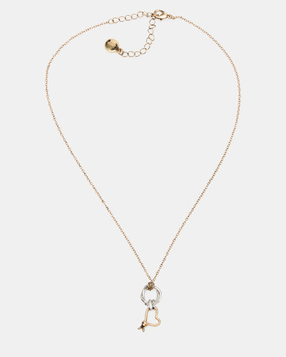 TWO TONE KNOT HEART PENDANT Necklace Double Knot Chain Necklace | Steve Madden Sale